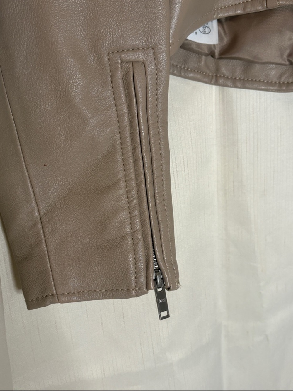 Abercrombie & Fitch Vegan Leather Moto Jacket - Taupe - Picture 4 of 10